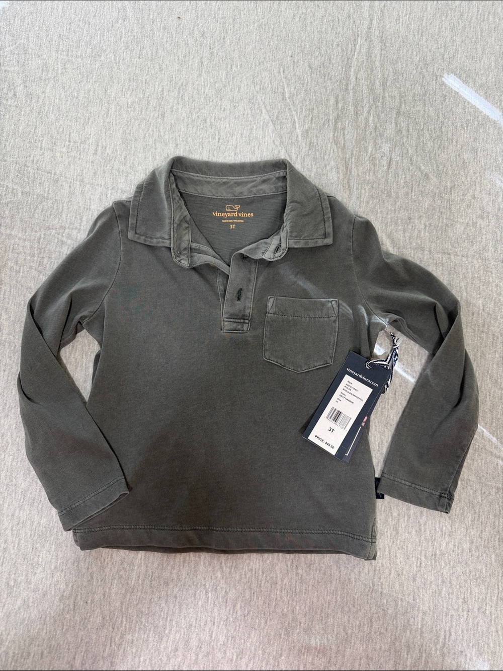 Vineyard Vines Kids Long-Sleeve Polo in Gray Harbor